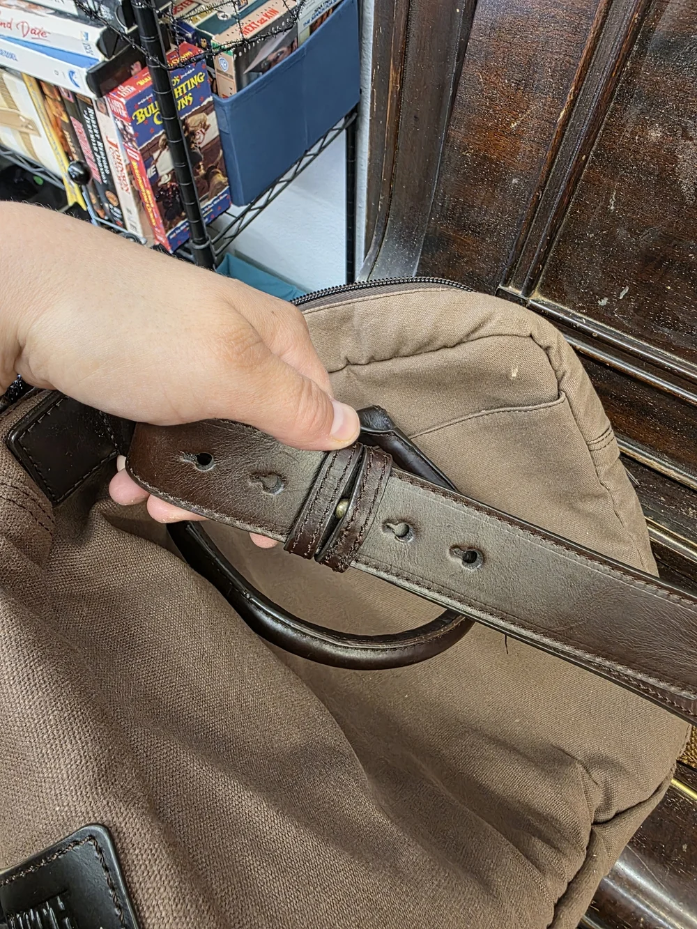 Duluth Trading Co Brown Canvas Laptop Brief with Dark Leather Trim